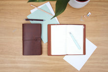 Load image into Gallery viewer, NOTE BOOK, TRAVEL, BROWN FAUX LEATHER
